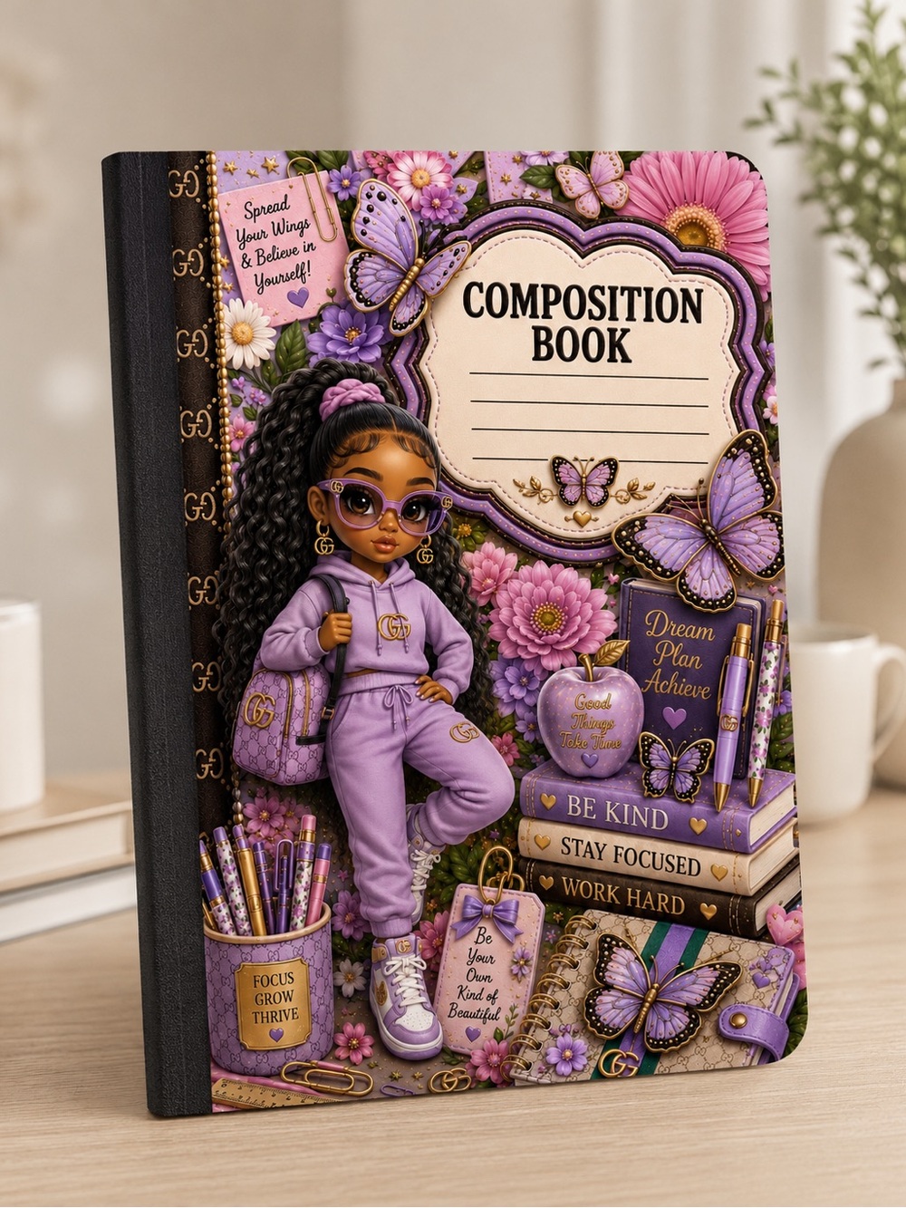 Gucci Purple Butterfly Composition Notebook